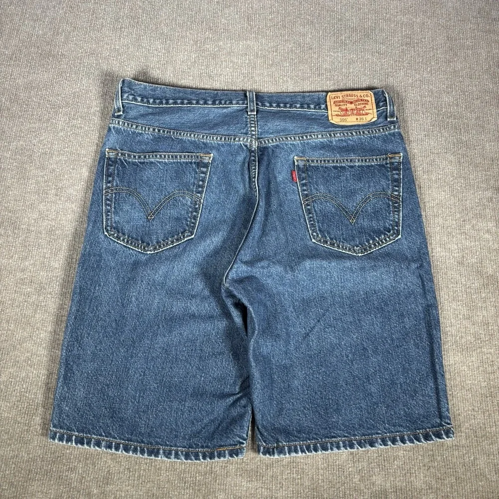 Levis 505 Jean‎ Shorts Mens 36 Regular Fit Blue Denim Cotton Workwear Skater Y2K